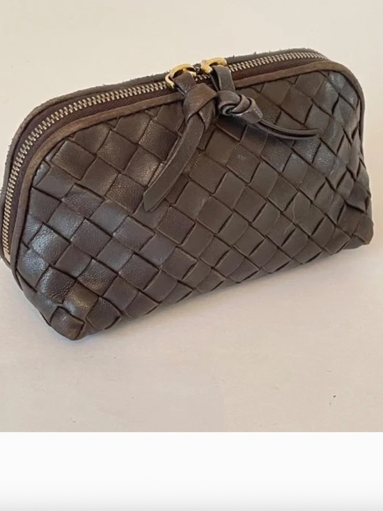 Bottega Veneta Handbags - Bottega Veneta Intrecciato Brown leather small pouch cosmetic case mini bag